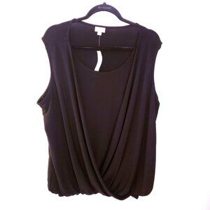 Avenue Faux Wrap Lightweight Sleeveless Black Top Size 22/24 NWT